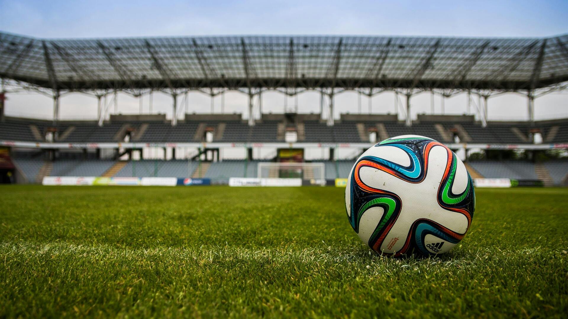 Close-up of a soccer ball on grass